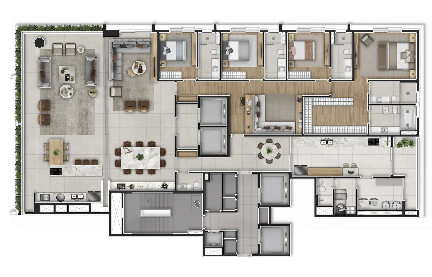 Planta-padrão (4 suítes) · 370 m²
